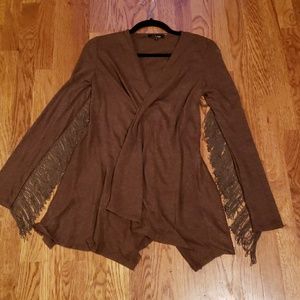 EUC fringed brown cotton cardigan